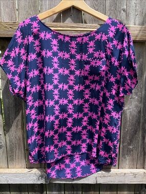 Lilly Pulitzer Get Hoppy Silk Frog Print Blouse Size Large